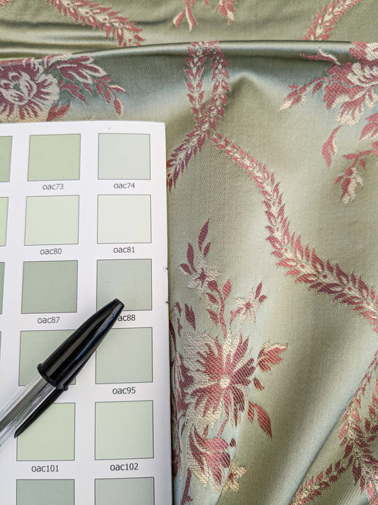 21 EV45 Square 27" x 25" Lelievre Paris Fragonard Fleuve Velvet Green Diamond Ogee Floral Viscose MSRP USD 838/y