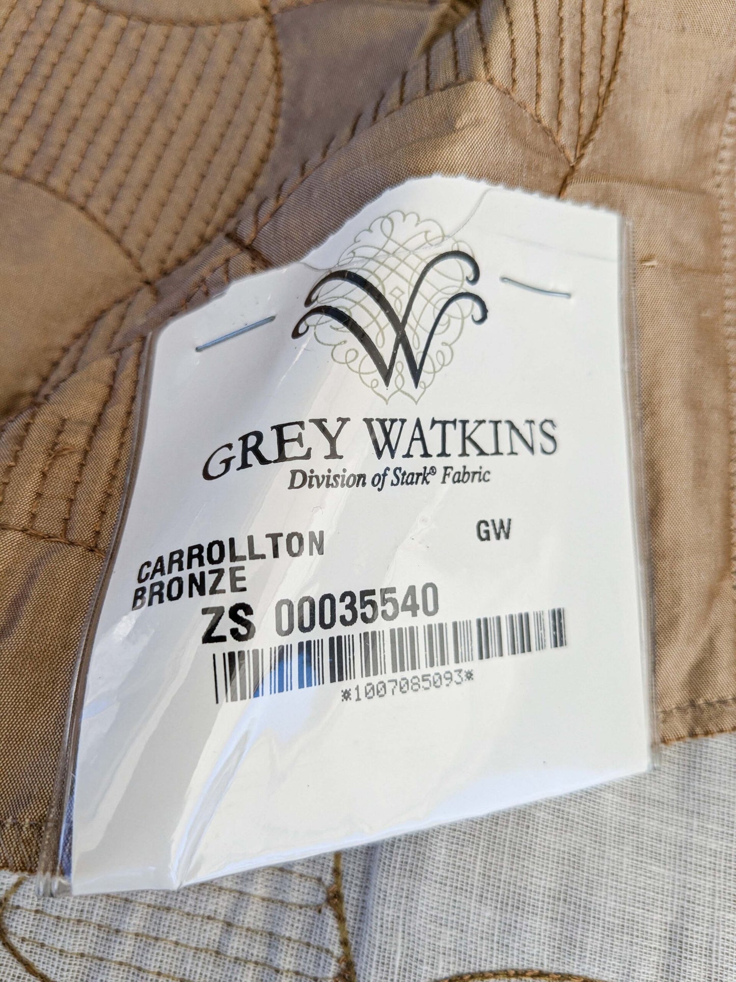 22 EV45 Silk Blend Square 26" x 25" Scalamandre Grey Watkins Carrollton Bronze Embroidery Brown MSRP USD 258/y