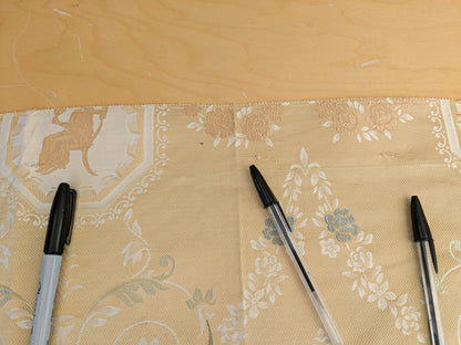 23 EV45 Silk Square 27" x 27" Scalamandre Old World Weavers Operato Classico Gold Beige Floral Figurative Historical Stains