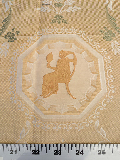 23 EV45 Silk Square 27" x 27" Scalamandre Old World Weavers Operato Classico Gold Beige Floral Figurative Historical Stains