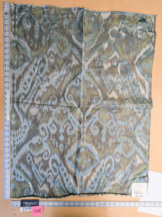 24 EV45 Silk Square 36" x 26" Scalamandre Kalasin Aqua Chatreus Old World Weavers Silk Ikat MSRP USD 624/Y