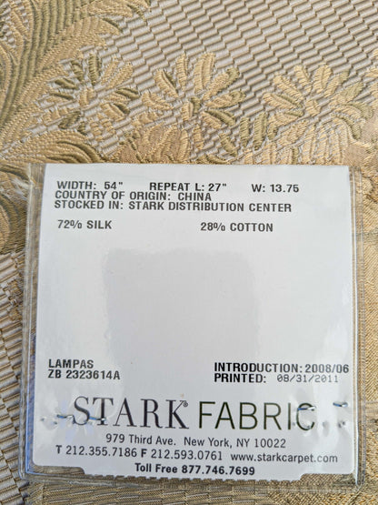 26 EV45 Silk Blend Square 25" x 26" Scalamandre Old World Weavers La Verne Topaz Gold Beige Silk Lampas MSRP USD434/y Cotton Floral MSRP USD434/y