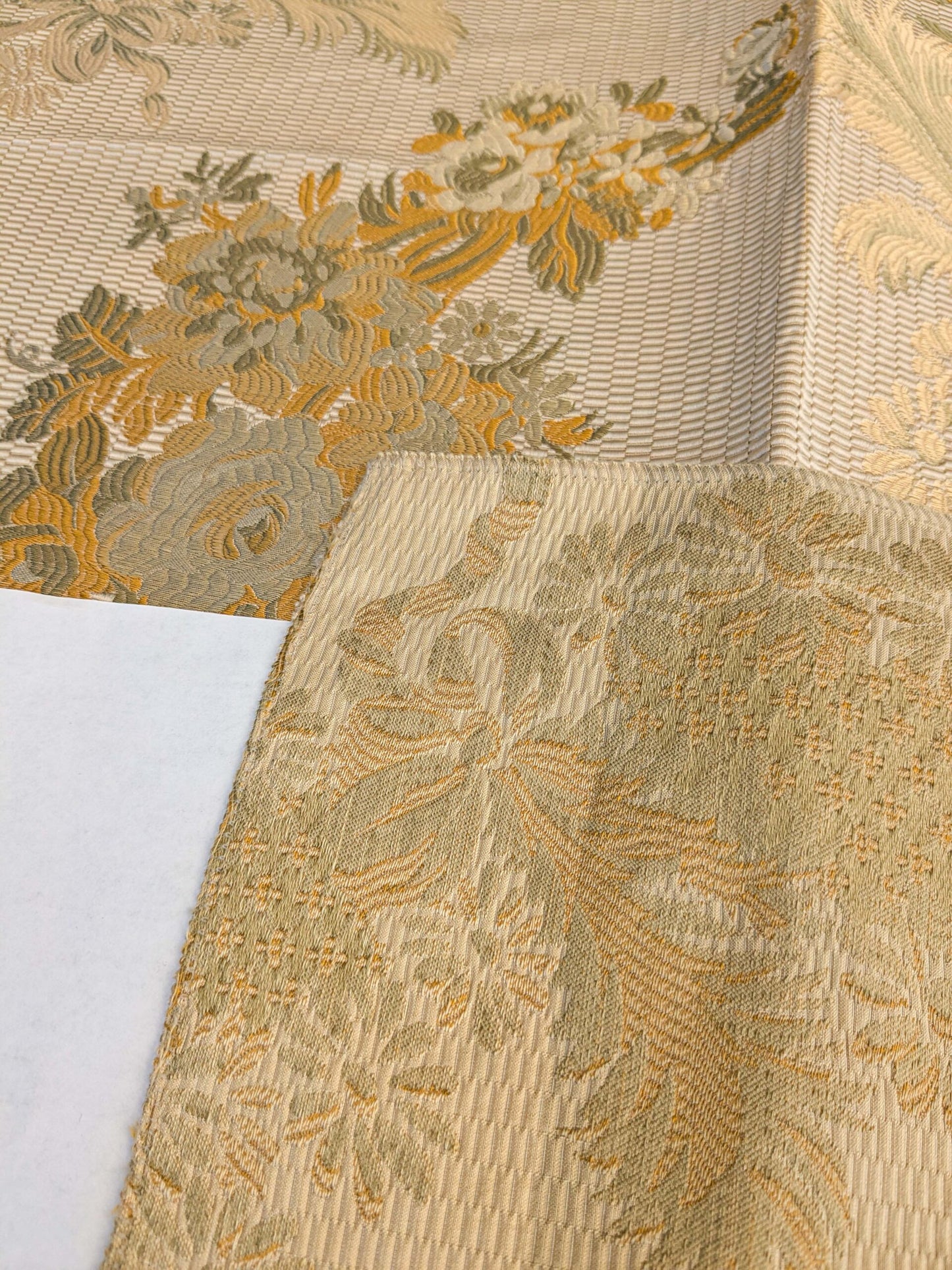 Special Order Scalamandre Old World Weavers La Verne Topaz Gold Beige Silk Lampas Cotton Floral MSRP USD472/y