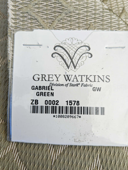 27 EV45 Silk Blend Square 25" x 27" Scalamandre Grey Watkins Gabriel Green Diamond Ogee Geometric Cotton Silk MSRP USD144/y
