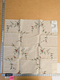 28 EV45 Silk Blend Square 26" x 27" Scalamandre Old World Weavers Nilima Spring Boquet Delicate Floral Vine Linen Silk Embroidery - Piece A