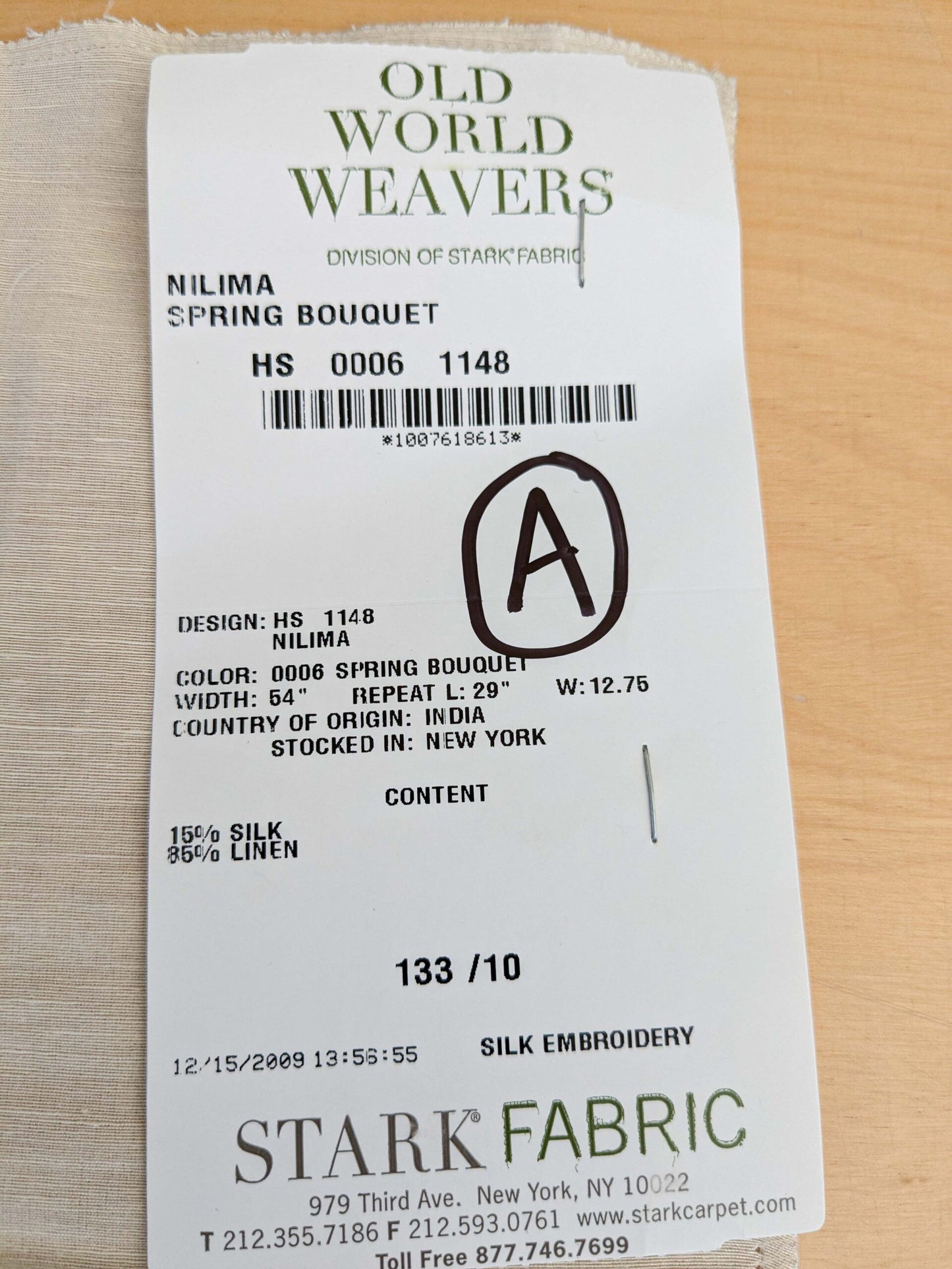 28 EV45 Silk Blend Square 26" x 27" Scalamandre Old World Weavers Nilima Spring Boquet Delicate Floral Vine Linen Silk Embroidery - Piece A