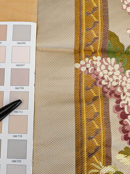 32 EV45 Silk Square 22" x 13" Tassinari and Chatel Rose and Lilas Bordure Floral Historic Stripe Medium Beige Red Green MSRP USD 1510/y