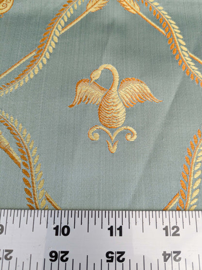 34 EV45 Silk Square 25" x 26" Lelievre Paris Lampas Suchet Blue Gold Bird Animal Diamond Ogee Historic