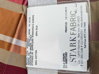 35 EV45 Silk Blend Square 36" x 26" Tosca Stripe Berry Taupe Red Brown Silk Stripe Satin