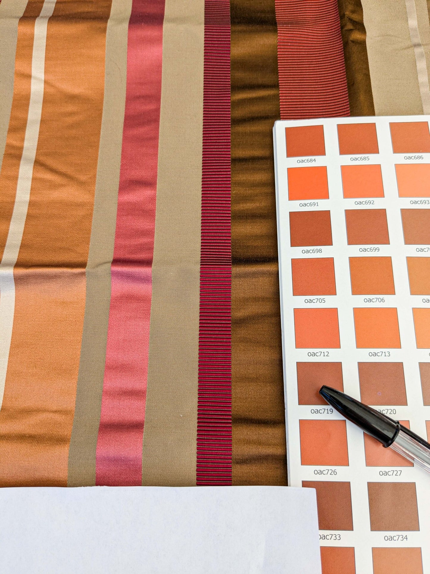 35 EV45 Silk Blend Square 36" x 26" Tosca Stripe Berry Taupe Red Brown Silk Stripe Satin