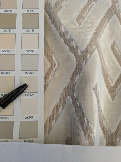 1 EV46 Velvet Square Scalamandre Guest Ivory Cream White Beige Geometric Greek Key Diamond Pattern Polyester Viscose