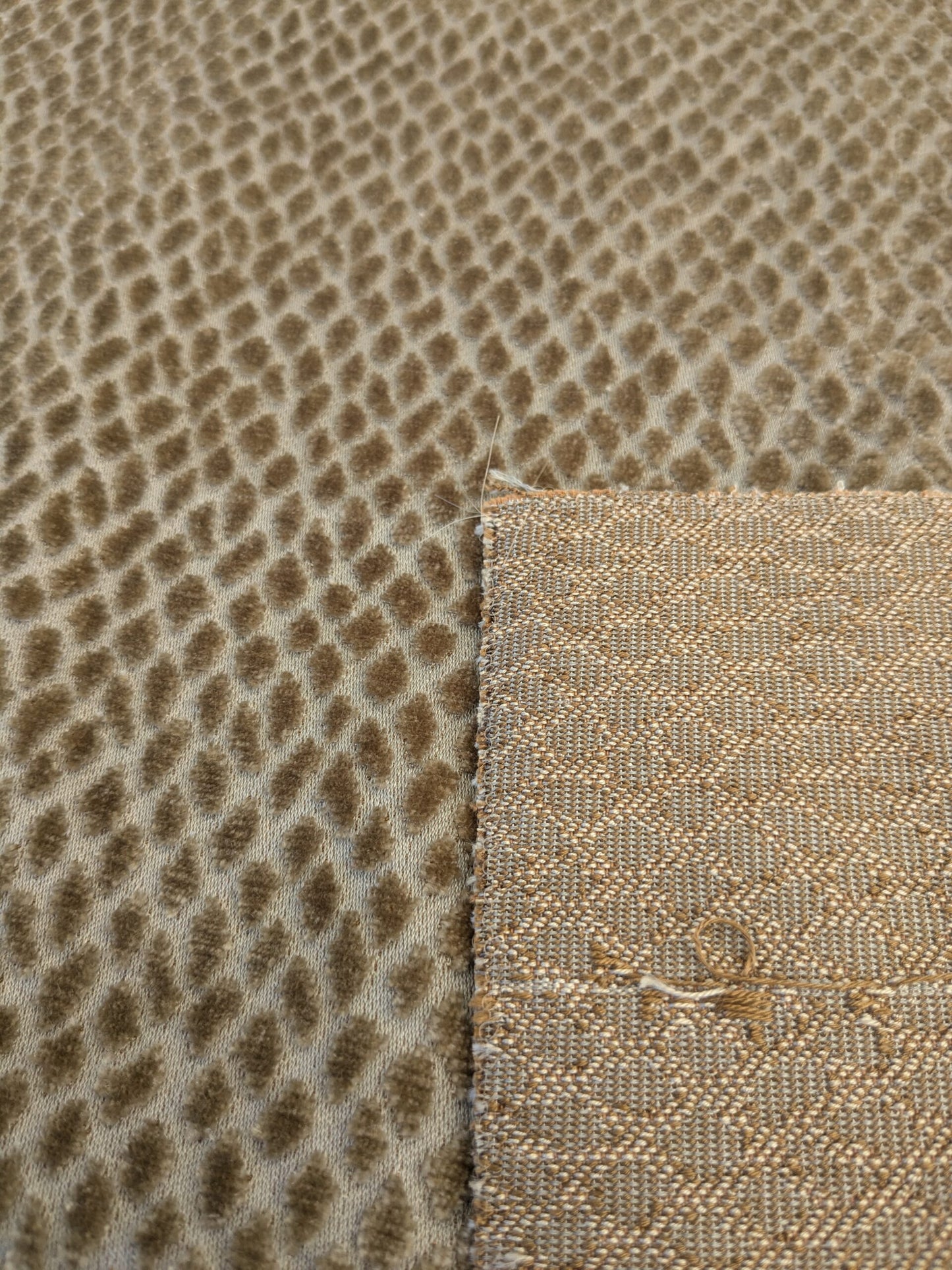 6 EV46 Velvet 27" x 26" Square Scalamandre Iguana Brown Small Scale Silk Cotton Jacquard Velvet MSRP USD800+/y