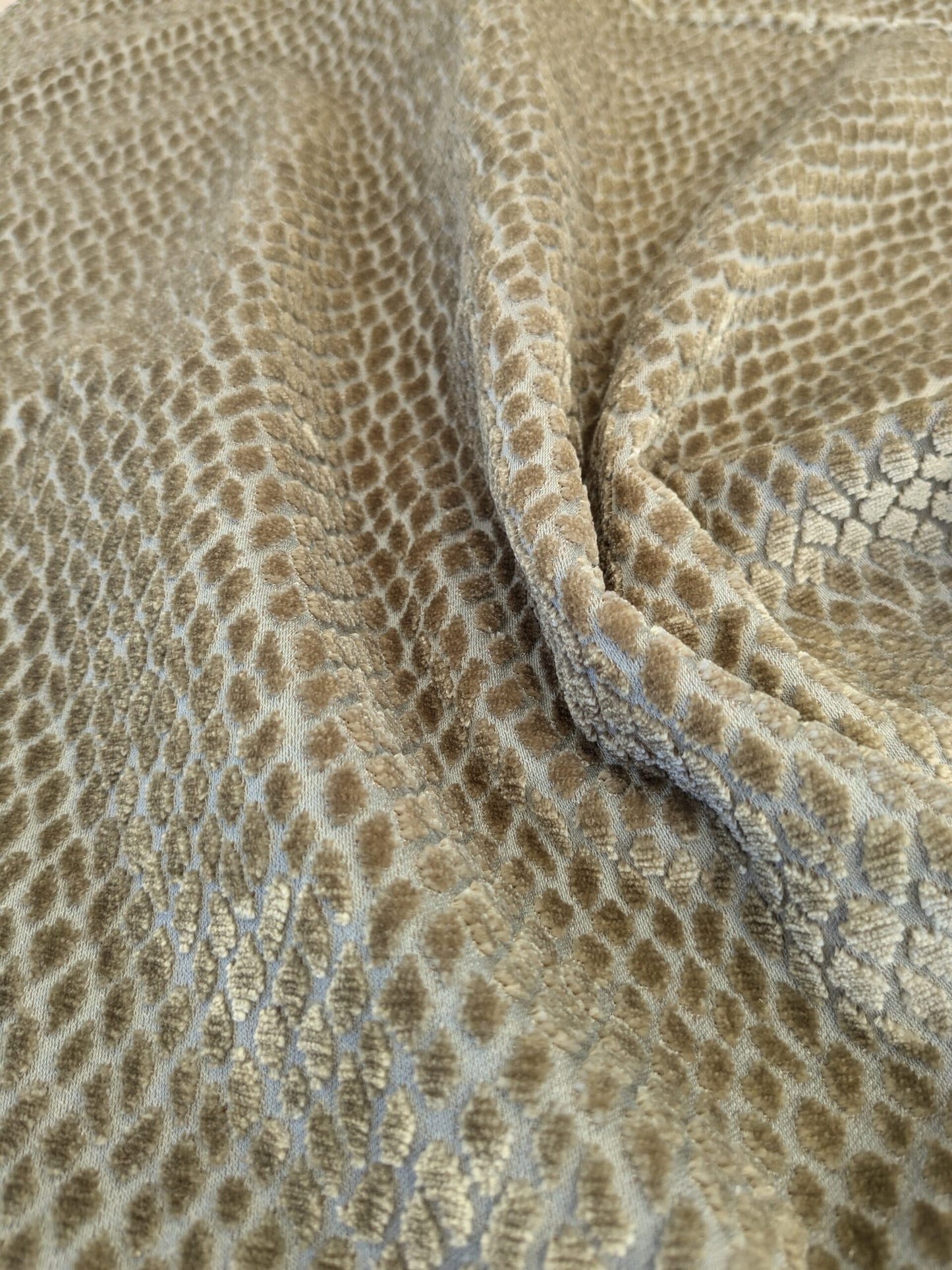 6 EV46 Velvet 27" x 26" Square Scalamandre Iguana Brown Small Scale Silk Cotton Jacquard Velvet MSRP USD800+/y