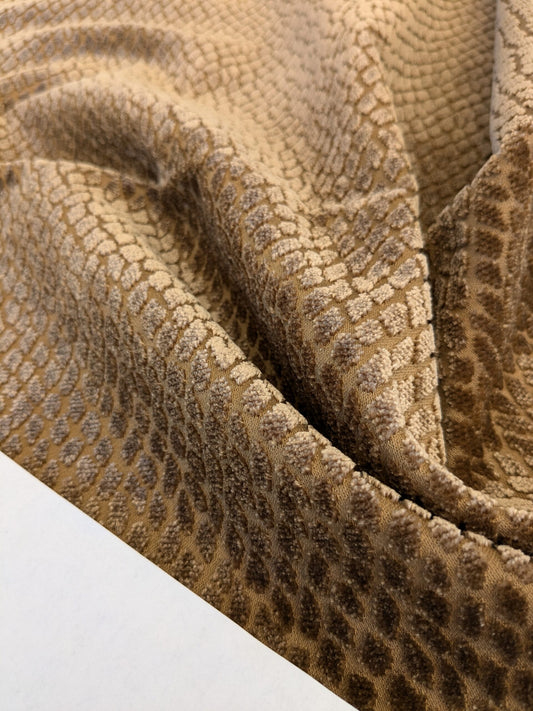 10 EV46 Velvet Square Scalamandre Iguana Brown Small Scale Silk Cotton Jacquard Velvet MSRP USD800+/y