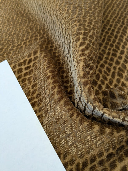 11 EV46 Velvet Square Scalamandre Iguana Brown Small Scale Silk Cotton Jacquard Velvet MSRP USD800+/y