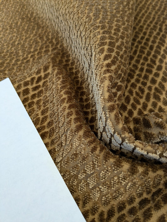 11 EV46 Velvet Square Scalamandre Iguana Brown Small Scale Silk Cotton Jacquard Velvet MSRP USD800+/y