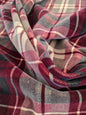 19 EV46 Velvet Square Scalamandre Jean Paul Gaultier Kilt Printed Velvet Bordeaux Red Beige Cotton Plaid MSRP USD622/y
