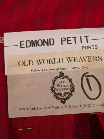 20 EV46 Velvet Square 26"x 29" Scalamandre Edmon Petit Old World Weavers Velours Monaco Carouber Tosca Red Art Deco