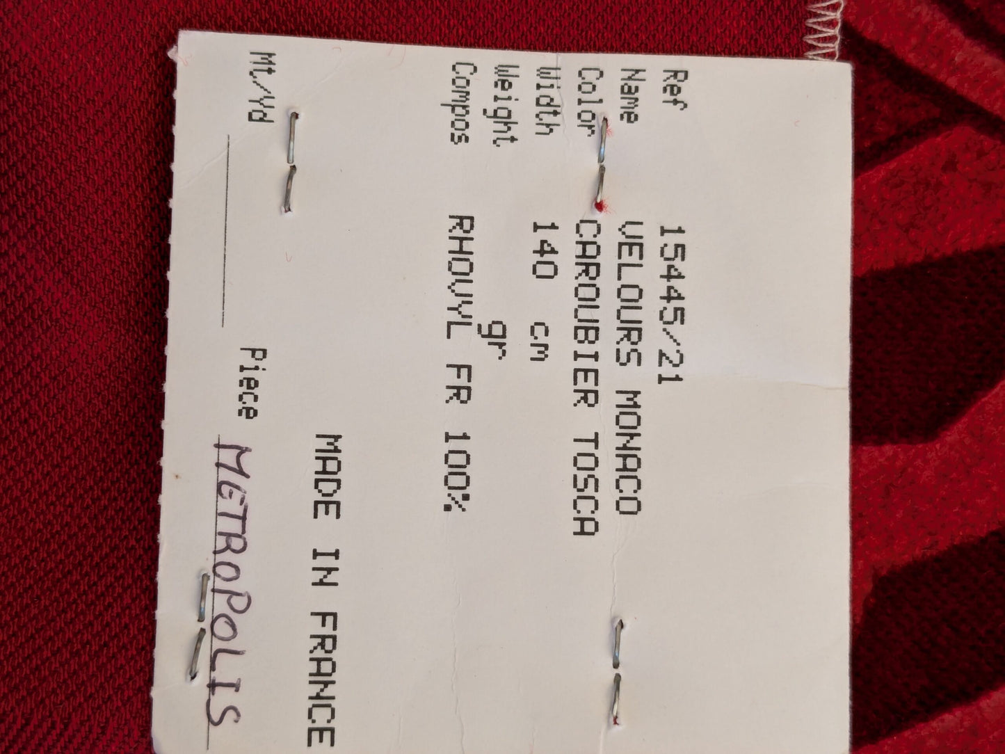 20 EV46 Velvet Square 26"x 29" Scalamandre Edmon Petit Old World Weavers Velours Monaco Carouber Tosca Red Art Deco