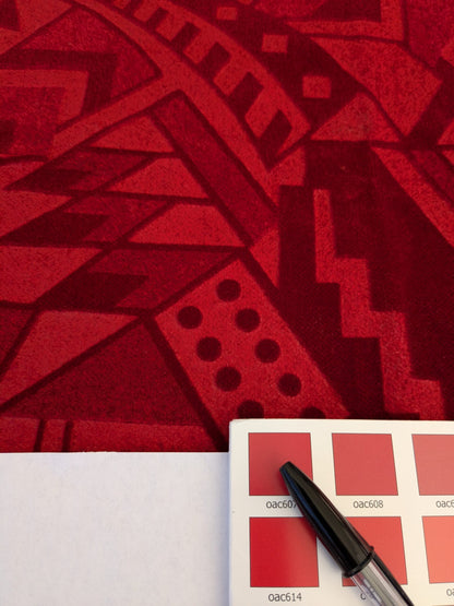 20 EV46 Velvet Square 26"x 29" Scalamandre Edmon Petit Old World Weavers Velours Monaco Carouber Tosca Red Art Deco