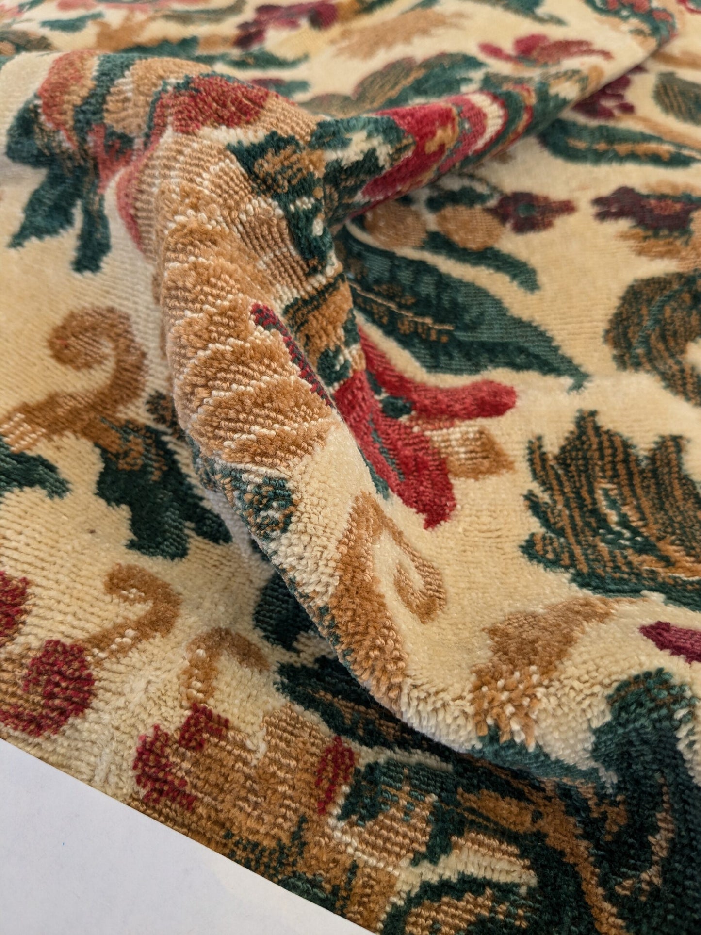 22 EV46 Velvet Square 24"x 25" Scalamandre Edmon Petit Old World Weavers Monte Cristo Cotton Floral Botanical