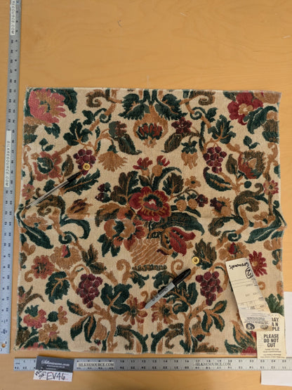 23 EV46 Velvet Square 25"x 25" Scalamandre Edmon Petit Old World Weavers Monte Cristo Cotton Floral Botanical