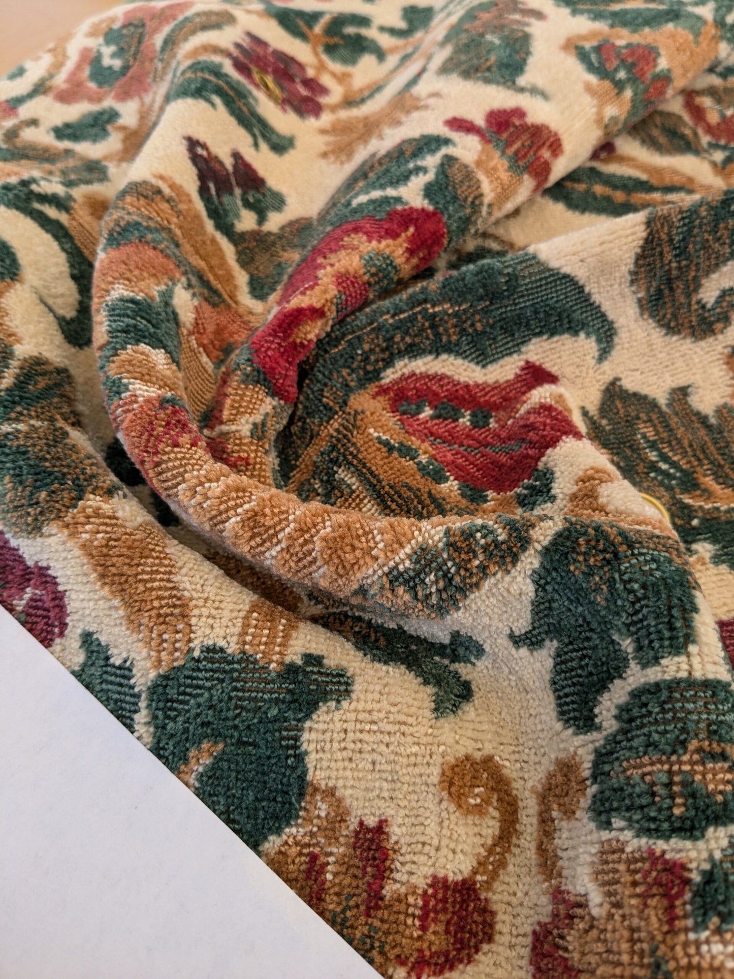 23 EV46 Velvet Square 25"x 25" Scalamandre Edmon Petit Old World Weavers Monte Cristo Cotton Floral Botanical