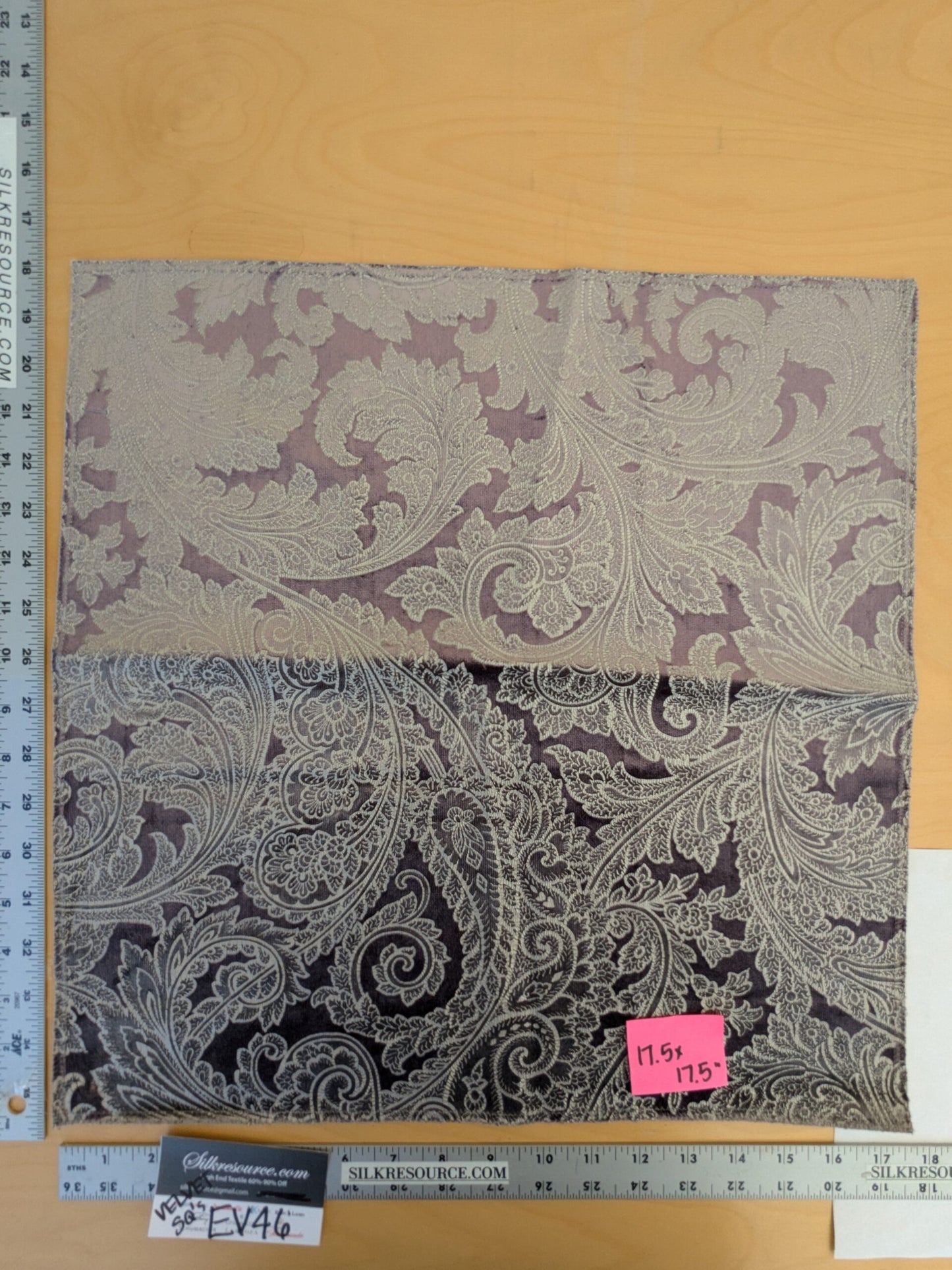24 17.5" x 17.5" EV46 Velvet Square Scalamandre Palermo Velvet Paisley Amethyst Purple Printed Velvet Botanical Foliage MSRP USD610/y