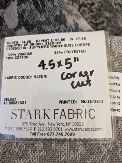 26 EV46 Velvet Square 27"x 27" Scalamandre Aldeco Fragment Light Taupe Gray Abstract MSRP USD 326/y with Cornet Cut