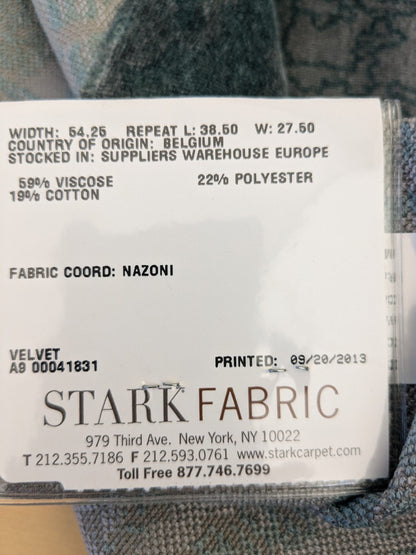 27 EV46 27" x 27" Velvet Square Scalamandre Aldeco Fragment Blue  Abstract MSRP USD 326/y