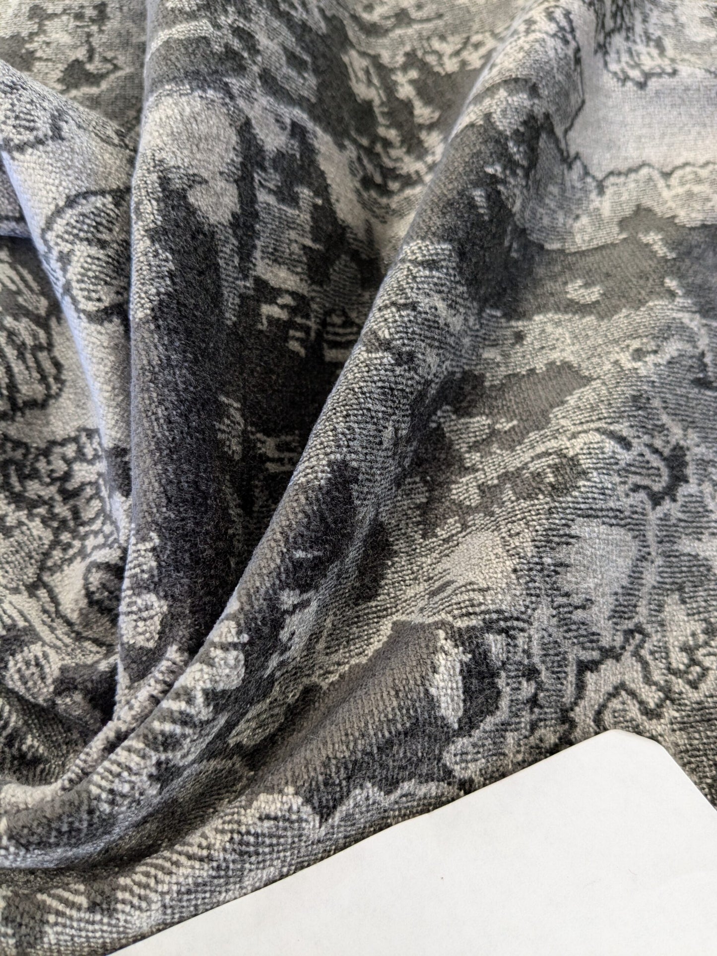 31 EV46 27" x 28" Velvet Square Scalamandre Aldeco Fragment Praline Black Abstract MSRP USD 326/y