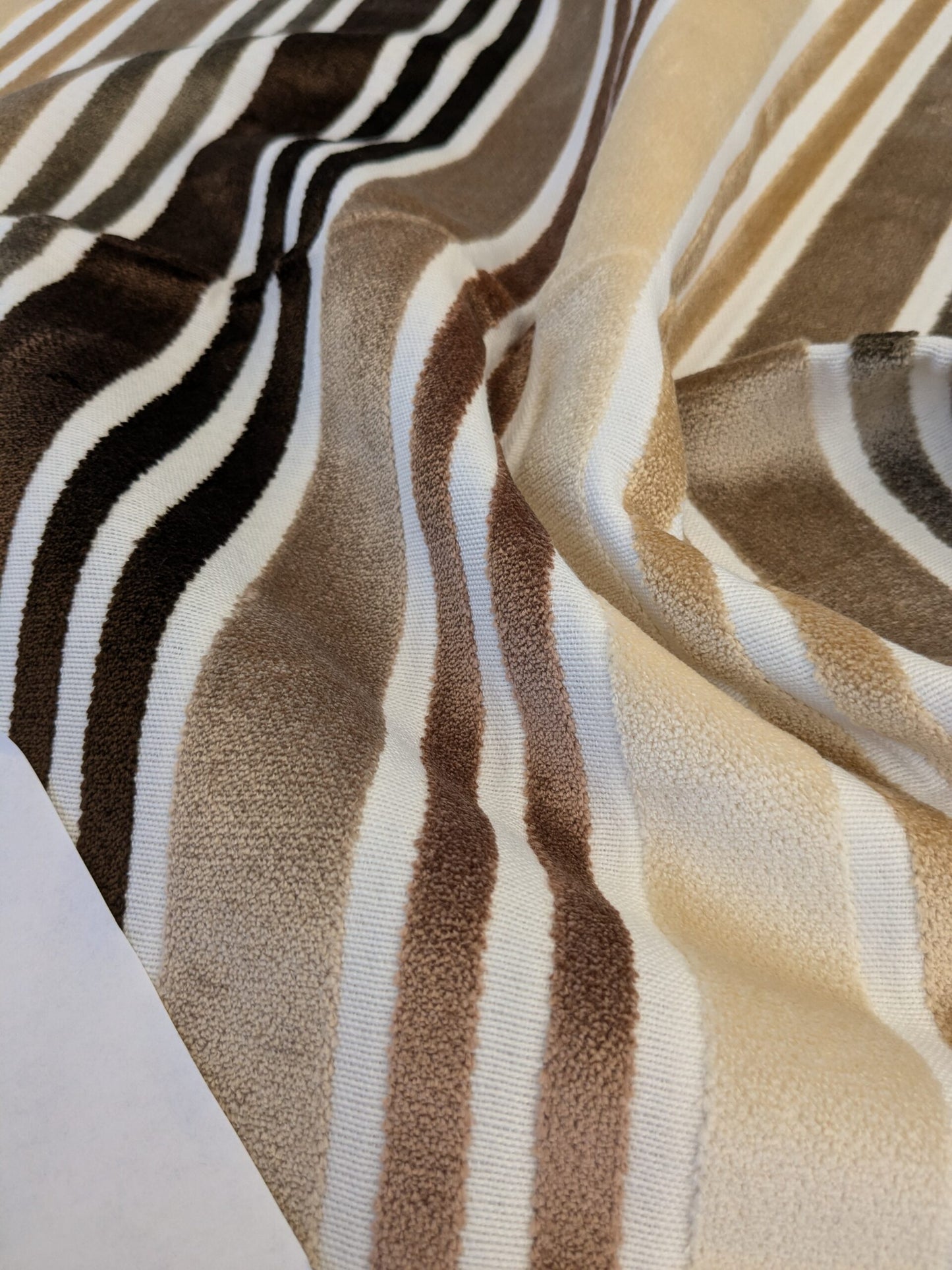 33 EV46 Velvet Square 26" x27" Scalamandre Stripe Brown Gray White