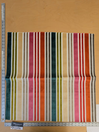34 EV46 Velvet Square 26"x27"  Scalamandre Stripe Velvet Red Green Gray Pink Beige