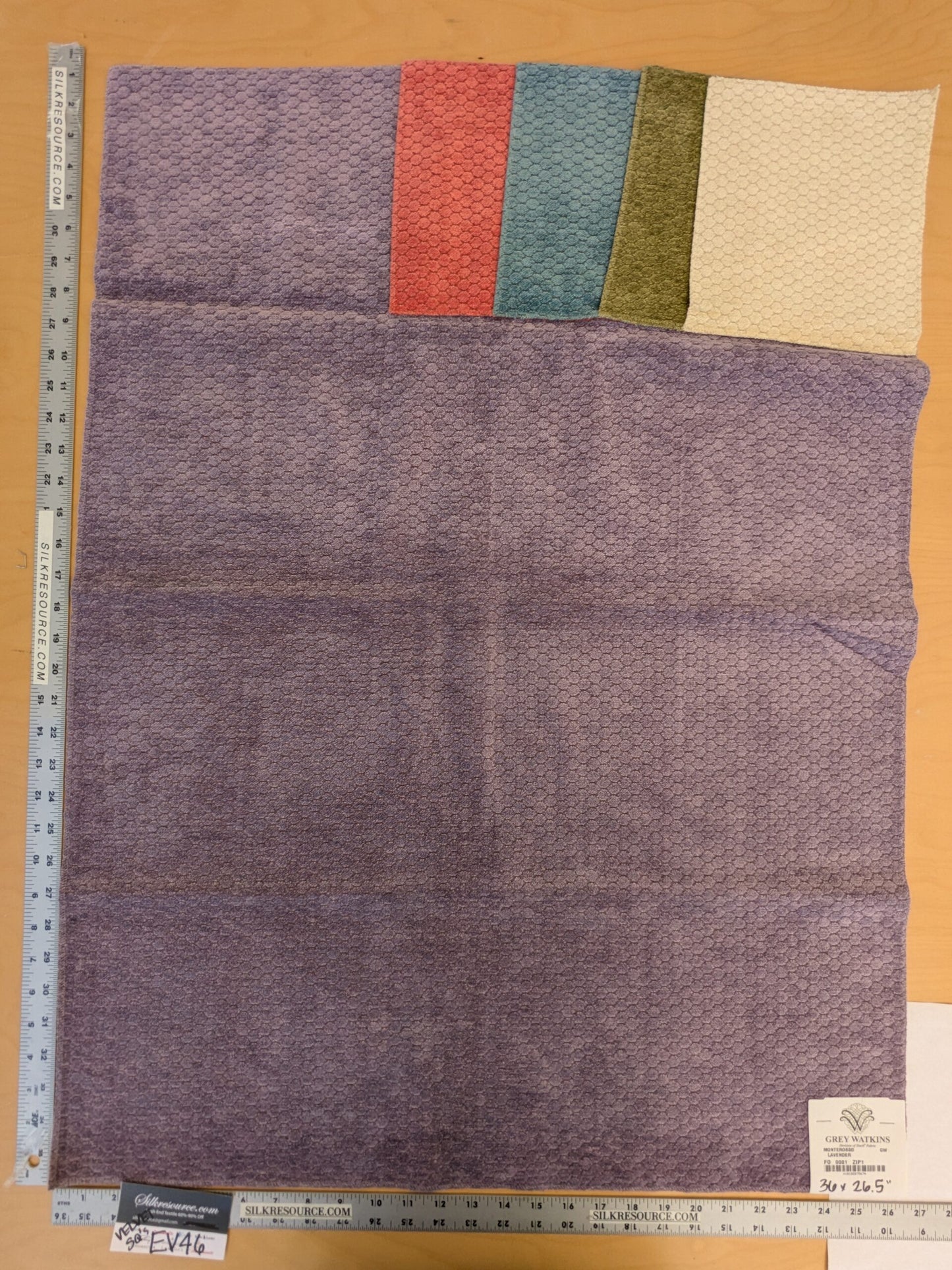 35 EV46 Velvet Square 36 x 26.5" Scalamandre Grey Watkins Monterosso Lavender Purple Dot Circle Small Scales Texture