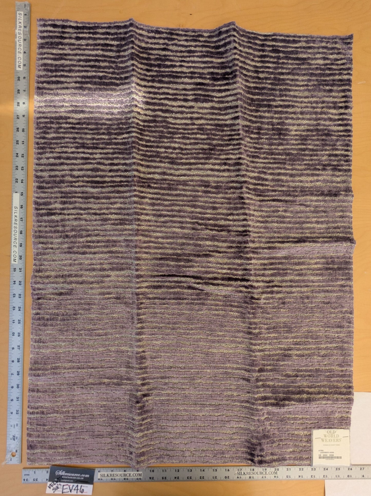 36 EV46 Velvet Square 35" x 26"  Scalamandre Old World Weavers Atira Lavender Purple Stripe Texture Cut Velvet