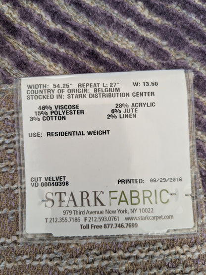 36 EV46 Velvet Square 35" x 26"  Scalamandre Old World Weavers Atira Lavender Purple Stripe Texture Cut Velvet