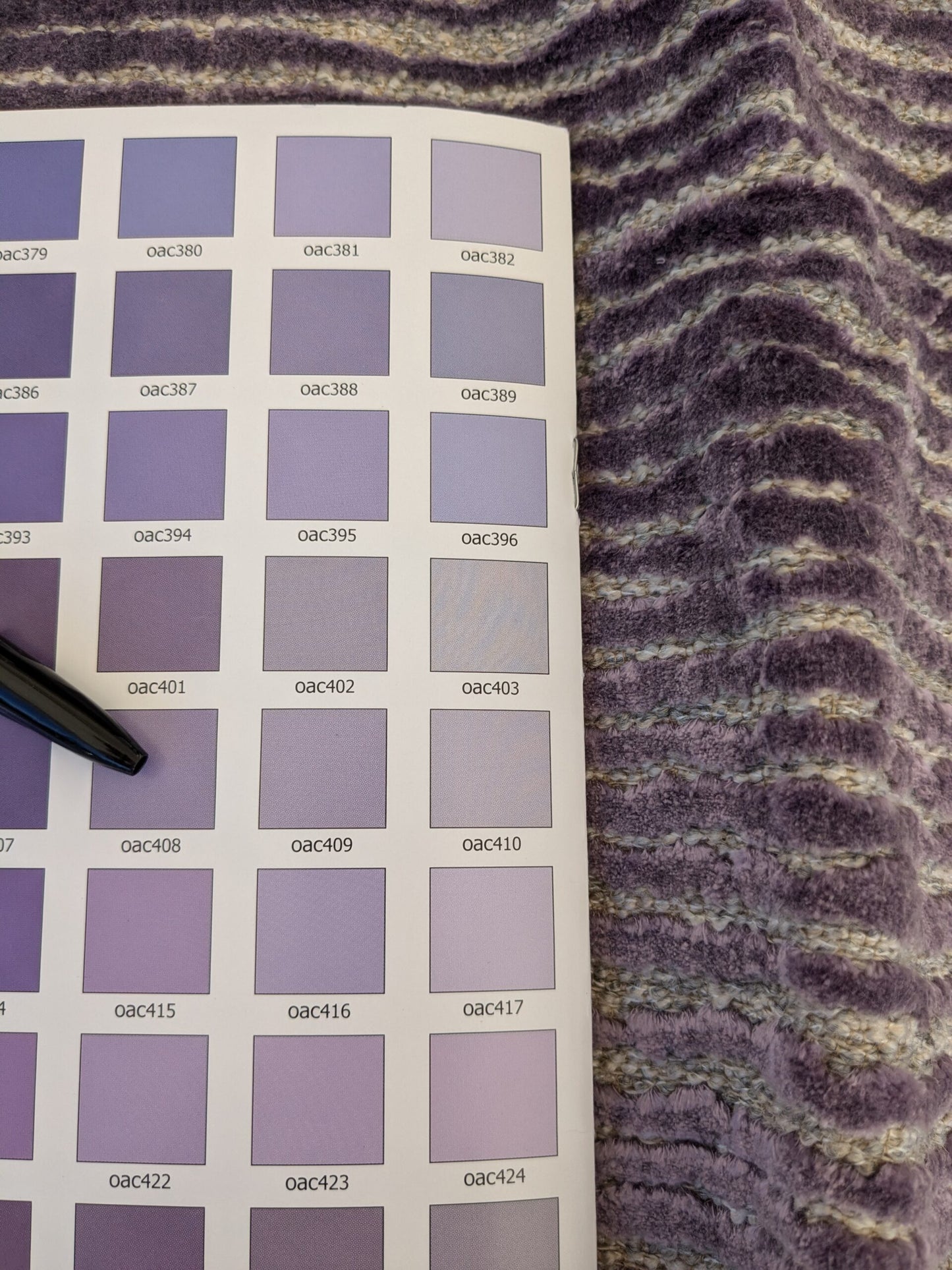 36 EV46 Velvet Square 35" x 26"  Scalamandre Old World Weavers Atira Lavender Purple Stripe Texture Cut Velvet