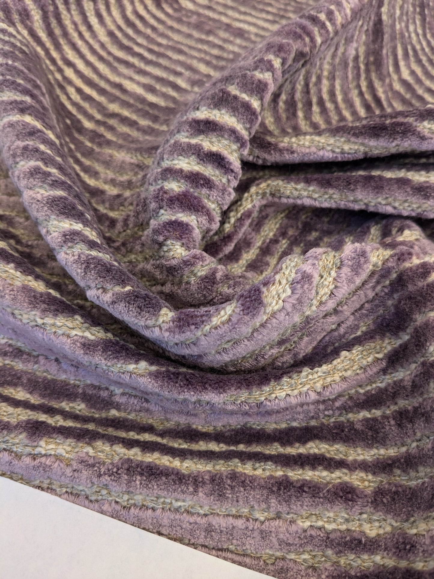 36 EV46 Velvet Square 35" x 26"  Scalamandre Old World Weavers Atira Lavender Purple Stripe Texture Cut Velvet