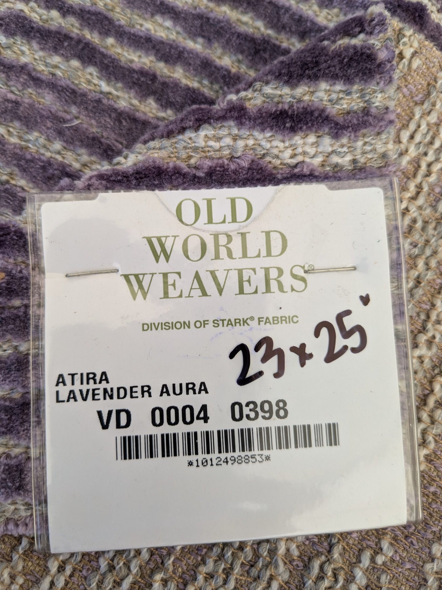 38 EV46 Velvet Square 23" x 25"  Scalamandre Old World Weavers Atira Lavender Aura Purple Stripe Texture Cut Velvet