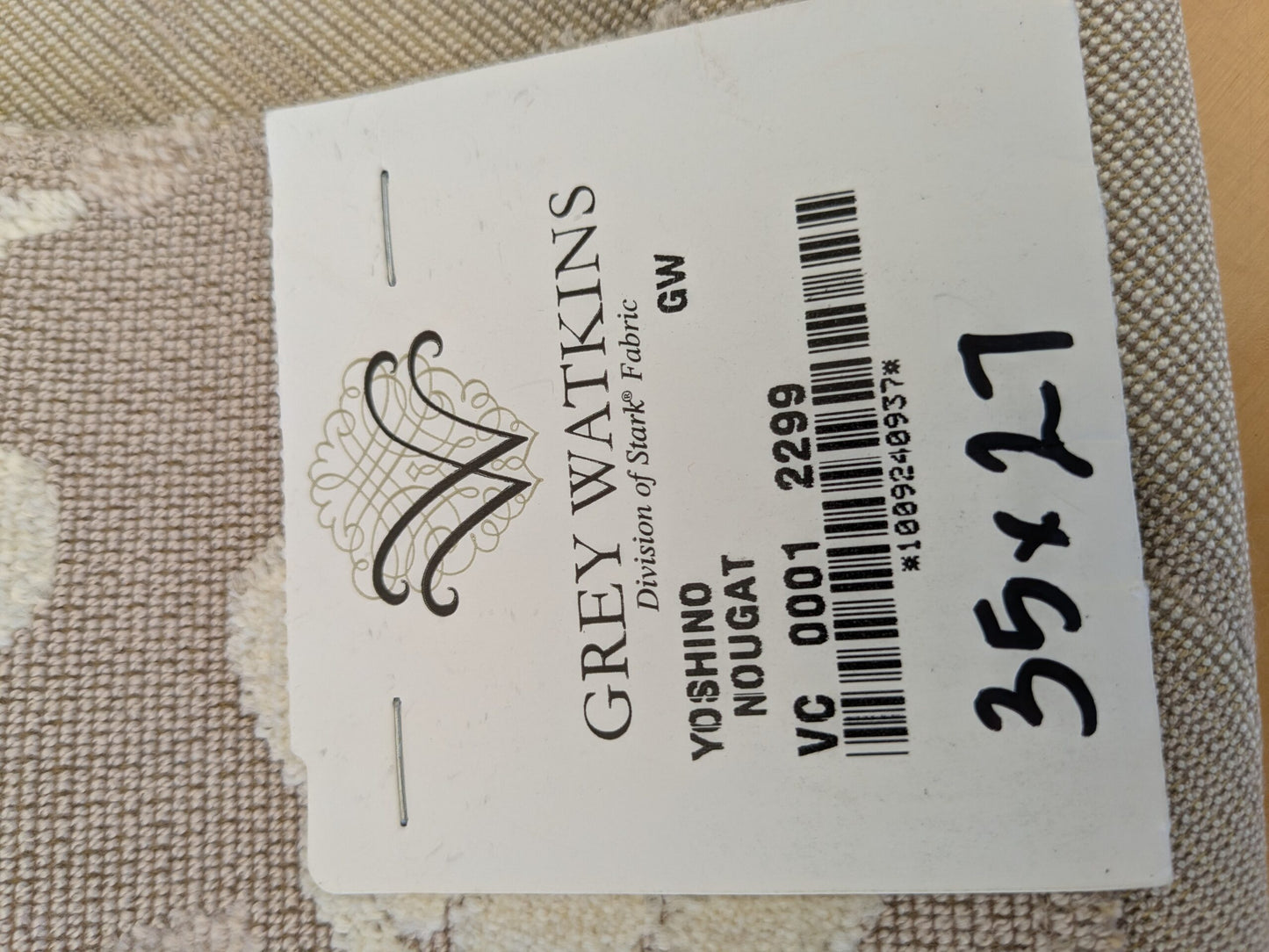 39 EV46 Velvet Square 35" x 27" Scalamandre Grey Watkins Yoshino Nougat Cut Velvet Light Brown Tree foliage Botanical