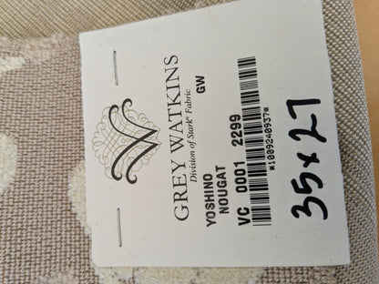 39 EV46 Velvet Square 35" x 27" Scalamandre Grey Watkins Yoshino Nougat Cut Velvet Light Brown Tree foliage Botanical