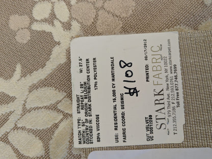 39 EV46 Velvet Square 35" x 27" Scalamandre Grey Watkins Yoshino Nougat Cut Velvet Light Brown Tree foliage Botanical