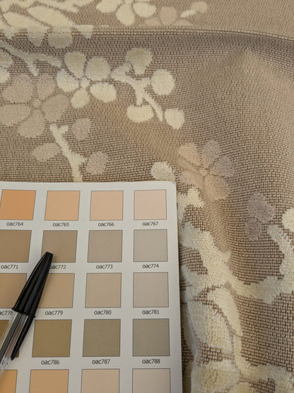 39 EV46 Velvet Square 35" x 27" Scalamandre Grey Watkins Yoshino Nougat Cut Velvet Light Brown Tree foliage Botanical