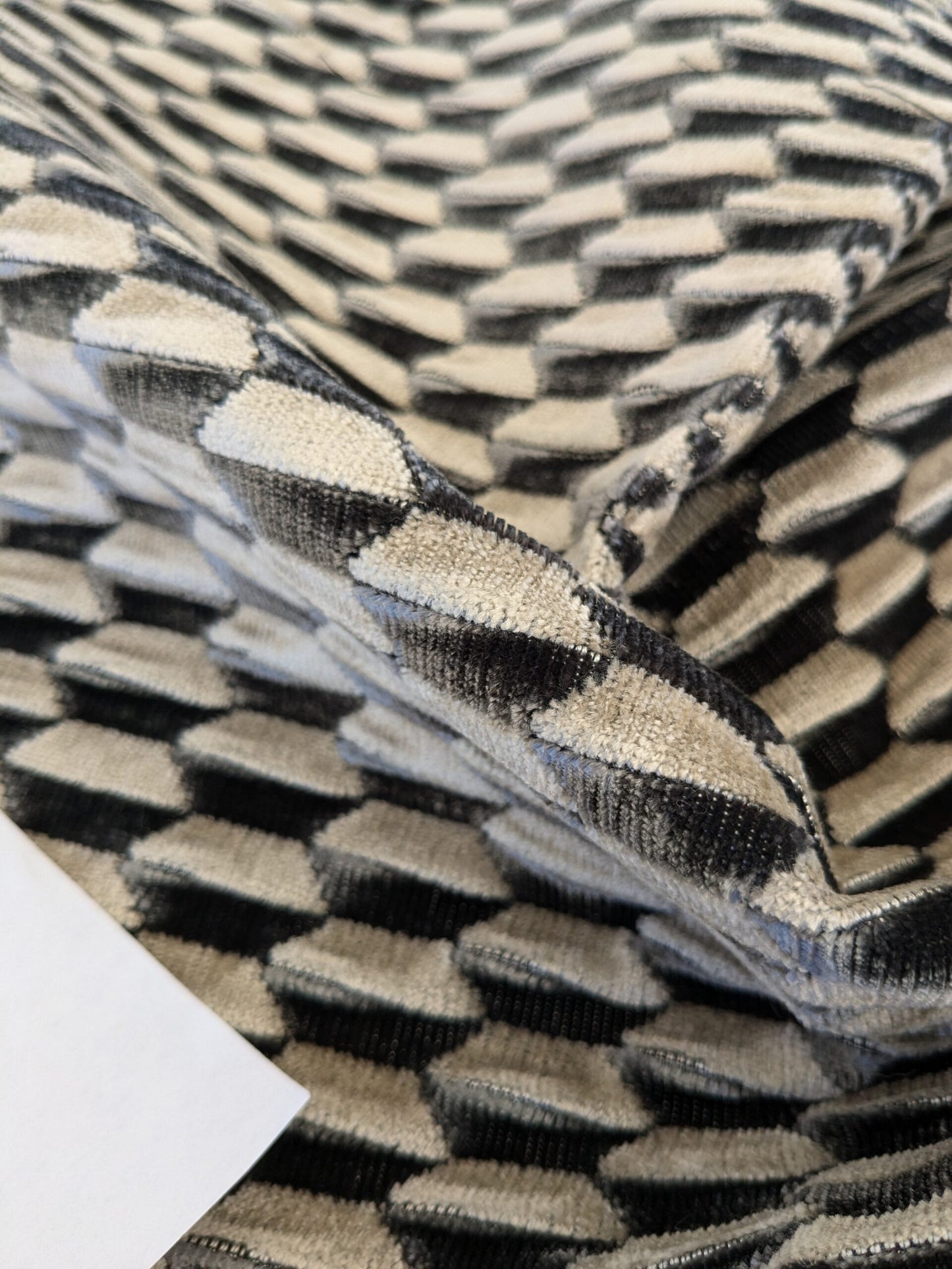 40 EV46 Velvet Square 25"x27"  Scalamandre Geometric Small Scale Black and White