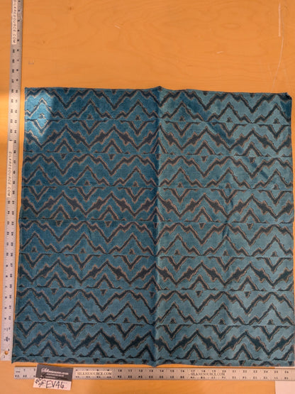 41 EV46 Velvet Square 26" x 26"  Scalamandre Echo Velvet Peacock Blue Deep Blue Geometric MSRP USD 316/y