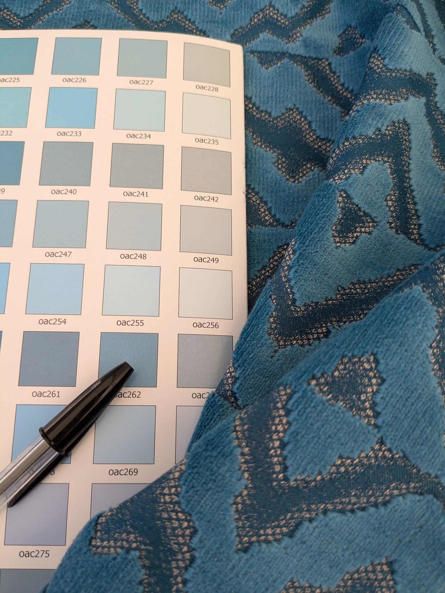 41 EV46 Velvet Square 26" x 26"  Scalamandre Echo Velvet Peacock Blue Deep Blue Geometric MSRP USD 316/y