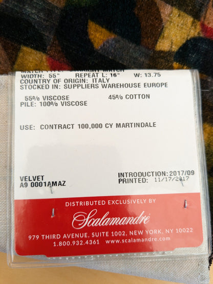 42 EV46 Velvet Square 26" x 26" Scalamandre Amazink Velvet Porto Tawny Abstract Art Deco Brown