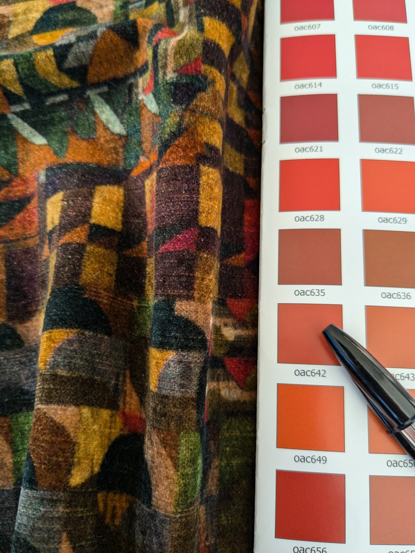 42 EV46 Velvet Square 26" x 26" Scalamandre Amazink Velvet Porto Tawny Abstract Art Deco Brown