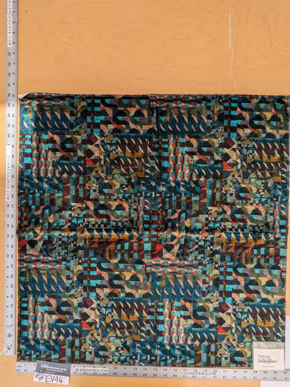 43 EV46 Velvet Square  26"x27" Scalamandre Amazink Velvet Porto Passion Abstract Art Deco Blue