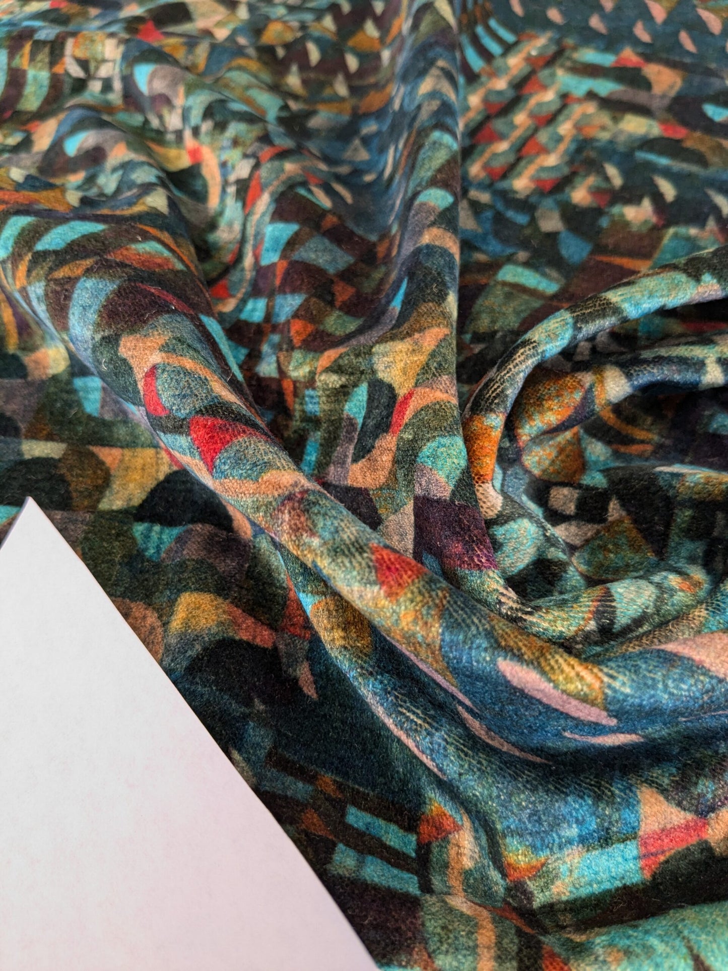 43 EV46 Velvet Square  26"x27" Scalamandre Amazink Velvet Porto Passion Abstract Art Deco Blue